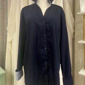 Easy Cake 2XL NAVY BLUE Women's Button-Up Shirt - NWT
